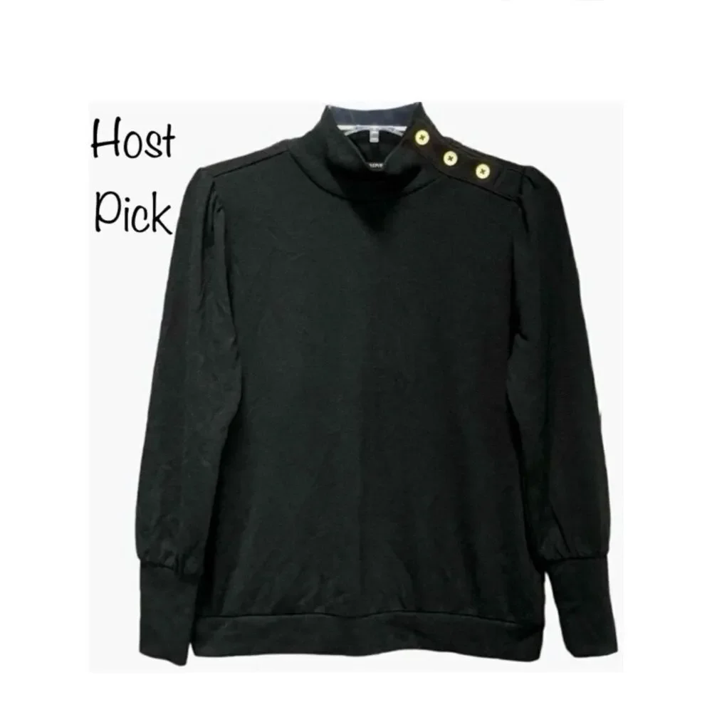 Banana Republic Button Accent Mock Neck Sweater in Dark Black Women’s XSP